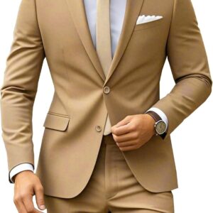 Mens Suits Classic fit 2 Piece 2 Button Formal Tuxedo Jacket Suits Pants Set for Wedding Business Prom