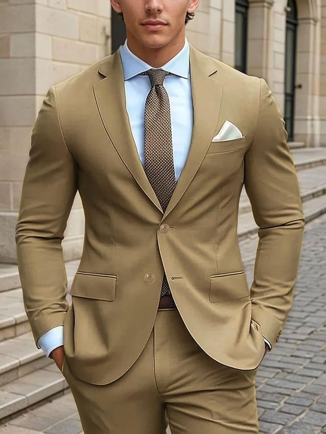 Mens Suits Classic fit 2 Piece 2 Button Formal Tuxedo Jacket Suits Pants Set for Wedding Business Prom - Image 5